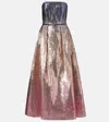 Elie Saab Strapless Pleated Sequined Tulle Gown In Pink