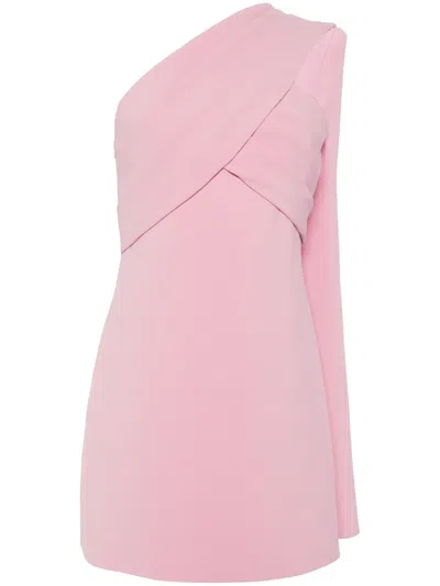 Elie Saab One-shoulder Crepe Minidress In Pink