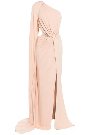 Elie Saab Asymmetrisches Jersey-abendkleid In Braun