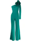 Elie Saab One-shoulder Ruffled Jumpsuit In Green