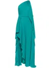 Elie Saab One-shoulder Silk Gown In Green