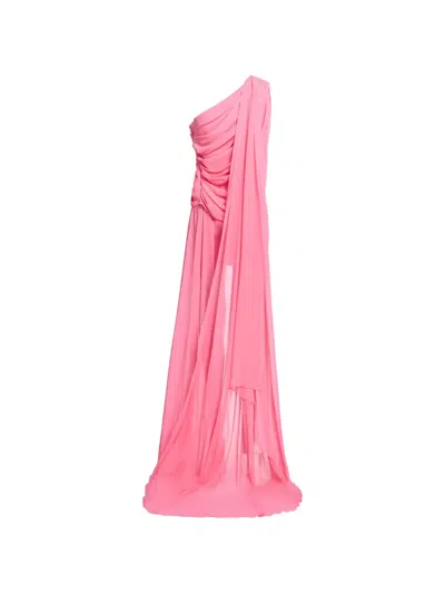 Elie Saab One-shoulder Draped Mini Dress In Pink