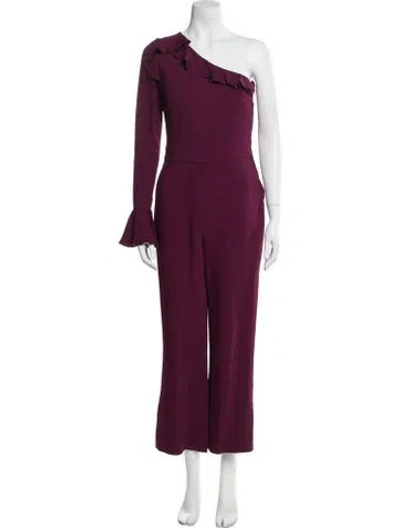 Pre-owned Elie Saab One-shoulder Jumpsuit In Burgundy
