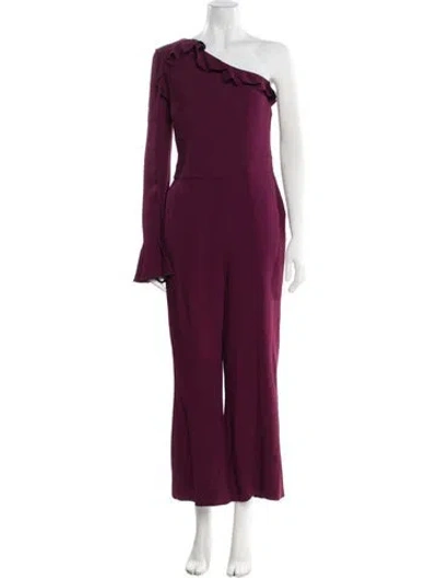 Pre-owned Elie Saab One-shoulder Jumpsuit In Burgundy