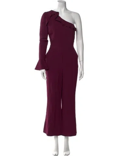 Pre-owned Elie Saab One-shoulder Jumpsuit In Burgundy