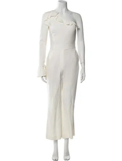Pre-owned Elie Saab One-shoulder Jumpsuit In Neutral