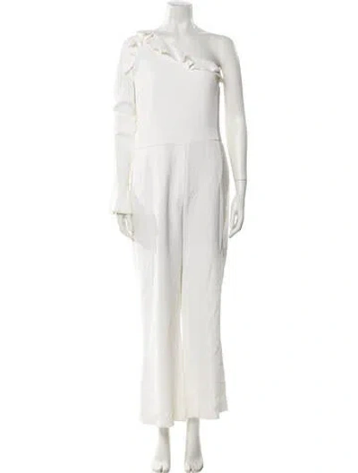 Pre-owned Elie Saab One-shoulder Jumpsuit In Neutral