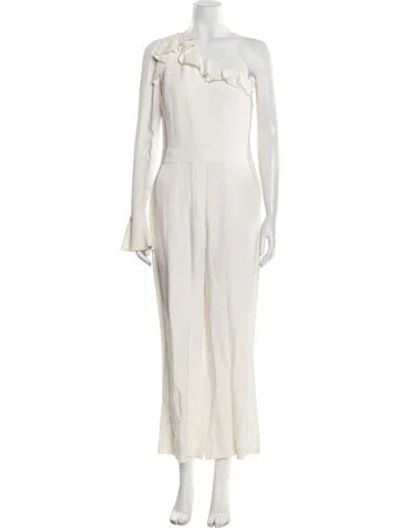 Pre-owned Elie Saab One-shoulder Jumpsuit In White