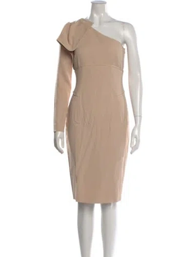 Pre-owned Elie Saab One-shoulder Knee-length Dress In Neutral