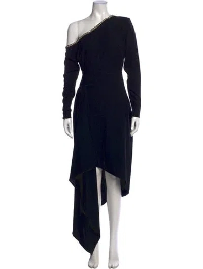 Pre-owned Elie Saab One-shoulder Long Dress In Black