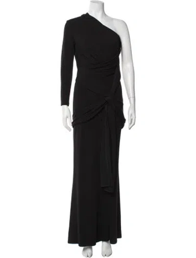 Pre-owned Elie Saab One-shoulder Long Dress In Black