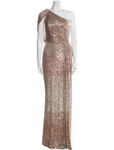 Pre-owned Elie Saab One-shoulder Long Dress In Gold
