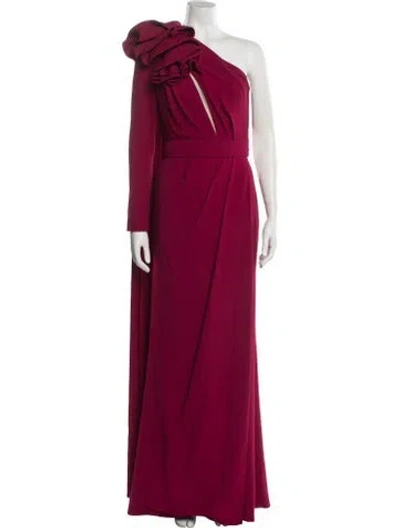 Pre-owned Elie Saab One-shoulder Long Dress W/ Tags In Burgundy
