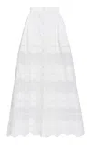 Elie Saab Organza & Cotton Embroidered Midi Skirt