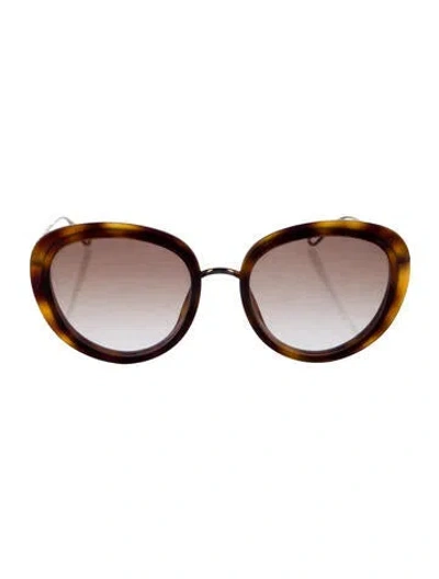 Pre-owned Elie Saab Oversize Gradient Sunglasses In Brown