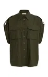 Elie Saab Oversized Poplin Shirt In Dark Green
