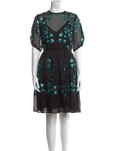 Pre-owned Elie Saab Patterned Knee-length Dress In Black