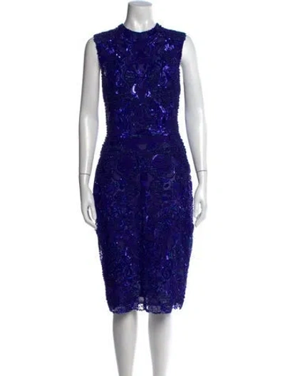 Pre-owned Elie Saab Patterned Knee-length Dress In Blue