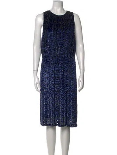 Pre-owned Elie Saab Patterned Knee-length Dress W/ Tags In Blue