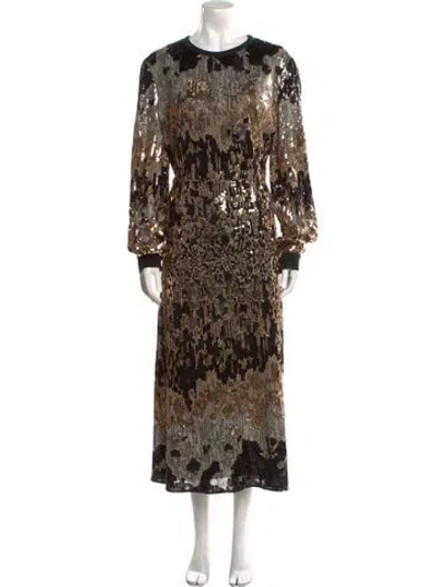 Pre-owned Elie Saab Patterned Long Dress In Black/neutrals