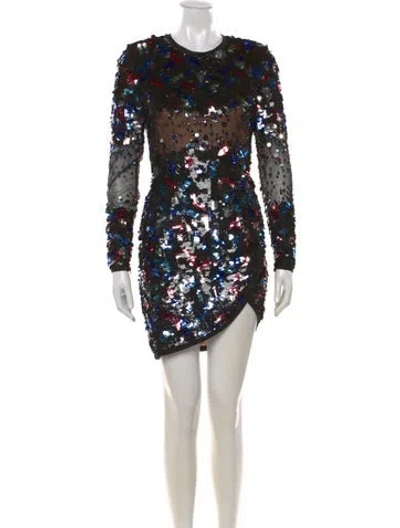 Pre-owned Elie Saab Patterned Mini Dress In Black