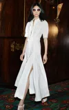Elie Saab Pinstriped Crepe Midi Shirt Dress In White