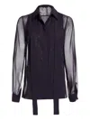 Elie Saab Pinstriped Silk Shirt In Black