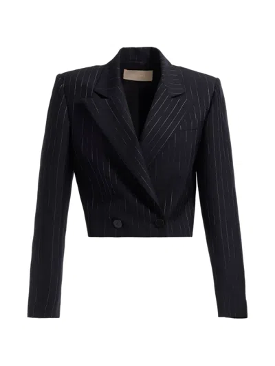 Elie Saab Pinstripe-pattern Cropped Jacket In Yellow