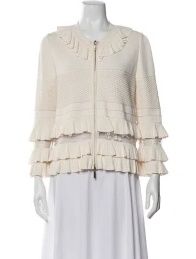 Pre-owned Elie Saab Plaid Print Evening Jacket In Neutral