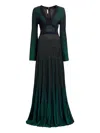 Elie Saab Pleated Knit Maxi Dress In Green