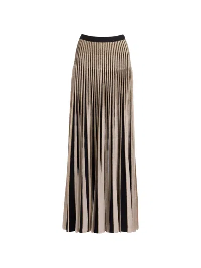 Elie Saab Pleated Knit Maxi Skirt In Multi