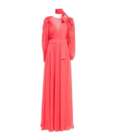 Elie Saab Pleated Silk Chiffon Gown In Pink
