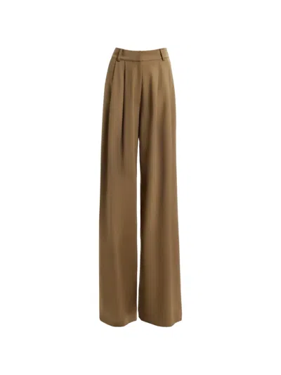 Elie Saab Pleated Wide-leg Trousers In Brown