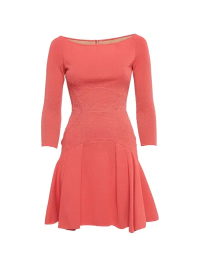 Pre-owned Elie Saab Pleats Mini Dress In Red