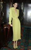 Elie Saab Plissé Chiffon Midi Skirt In Yellow