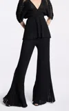 Elie Saab Plissé Knit Wide-leg Pants In Black