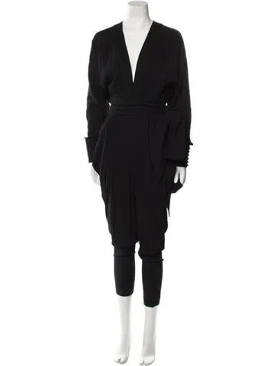 Pre-owned Elie Saab Plunge Neckline Jumpsuit In Black