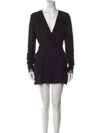 Pre-owned Elie Saab Plunge Neckline Romper In Black