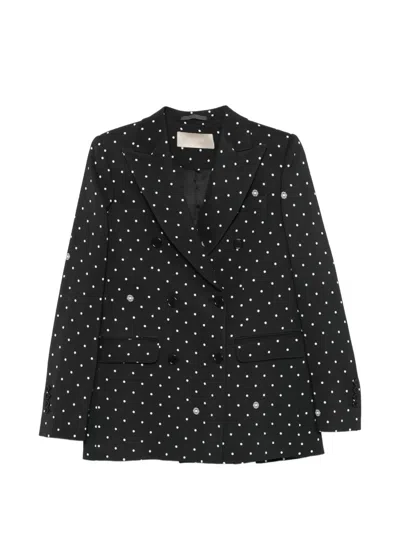 Elie Saab Polka-dot Double-breasted Blazer In Black