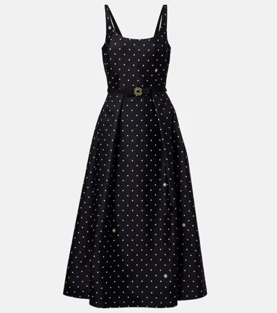 Elie Saab Polka-dot Midi Dress In Blue