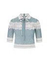 ELIE SAAB POLO SHIRT IN WHITE AND BLUE GIN KNIT AND LACE