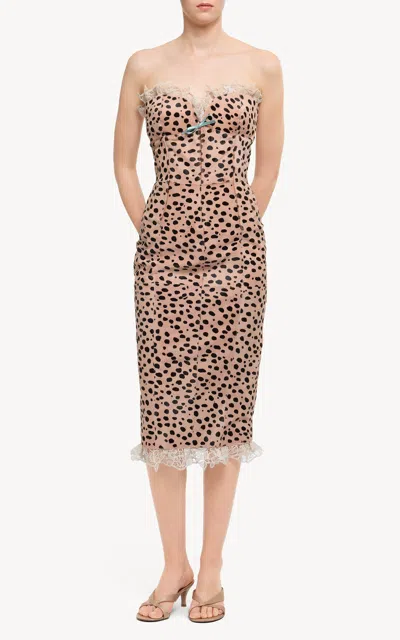 Elie Saab Pony Hair Midi Dress In Brown