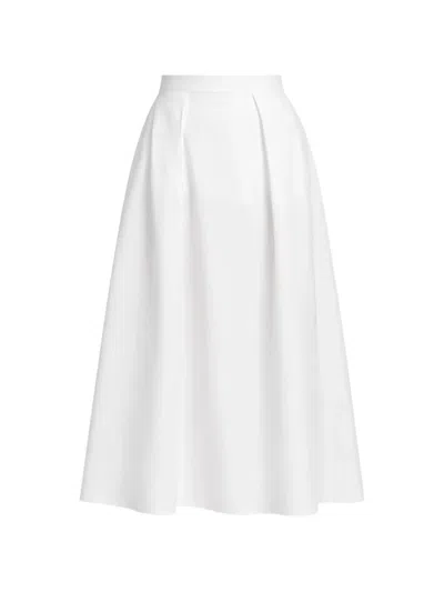 Elie Saab Poplin Midi Skirt In White