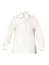 Elie Saab Floral-appliquéd Cotton Poplin Shirt In White