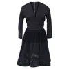 Elie Saab Printed A-line Knee Length Dress In Navy Blue Polyester In Blue