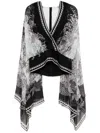 Elie Saab Printed Chiffon Drape Sleeveless Blouse In 黑色