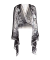 Elie Saab Printed Chiffon Drape Sleeveless Blouse In Gray