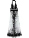 Elie Saab Printed Chiffon Dress In 黑色