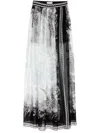Elie Saab Printed Chiffon Thigh-slit Maxi Skirt In 黑色