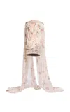 Elie Saab Printed Chiffon Short Dress In White